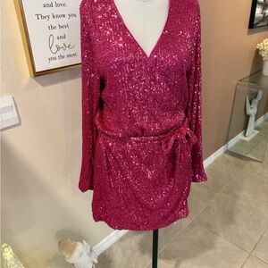 Free People Pink Sequin romper